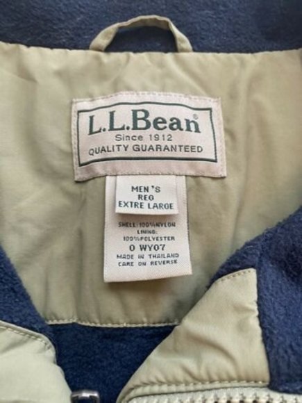 LL Bean Vest Men's Sz XL Khaki. Nylon Fleece Lined Sleeveless Outdoors Casual - Picture 4 of 5